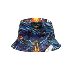 Dog Cartoon Starry Night Print Van Gogh Parody Inside Out Bucket Hat (kids) by Sarkoni