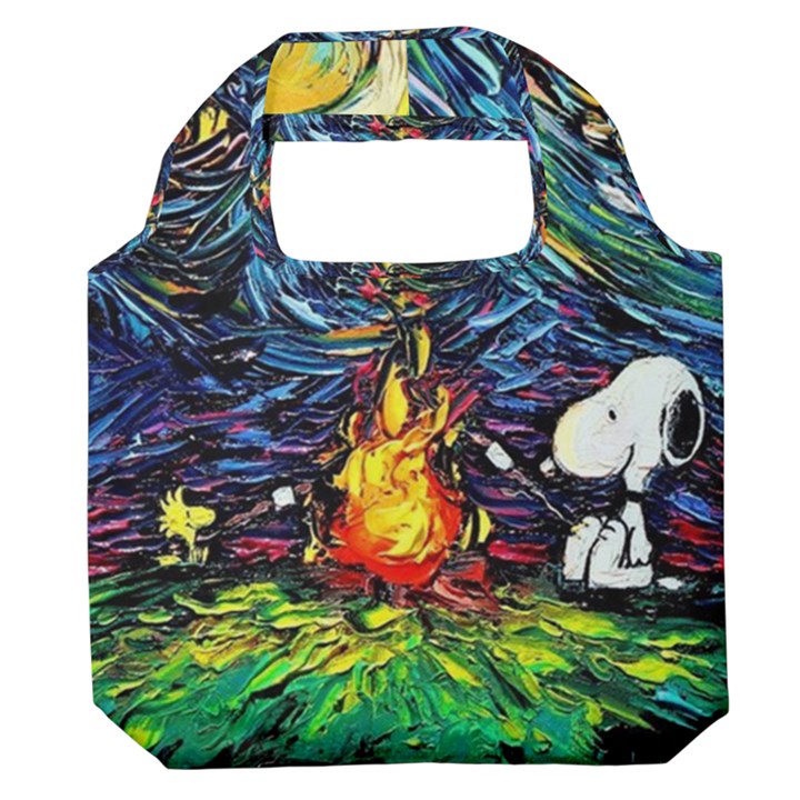 Dog Cartoon Starry Night Print Van Gogh Parody Premium Foldable Grocery Recycle Bag