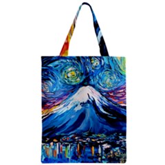 Mount Fuji Art Starry Night Van Gogh Zipper Classic Tote Bag by Sarkoni