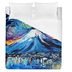 Mount Fuji Art Starry Night Van Gogh Duvet Cover (queen Size) by Sarkoni