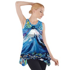 Mount Fuji Art Starry Night Van Gogh Side Drop Tank Tunic by Sarkoni