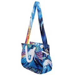 Mount Fuji Art Starry Night Van Gogh Rope Handles Shoulder Strap Bag by Sarkoni