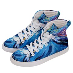 Mount Fuji Art Starry Night Van Gogh Women s Hi-top Skate Sneakers by Sarkoni