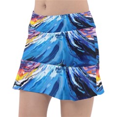 Mount Fuji Art Starry Night Van Gogh Classic Tennis Skirt by Sarkoni