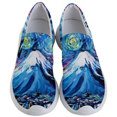 Mount Fuji Art Starry Night Van Gogh Women s Lightweight Slip Ons by Sarkoni