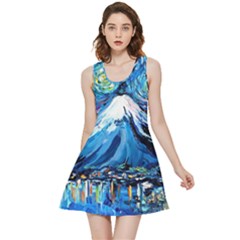 Mount Fuji Art Starry Night Van Gogh Inside Out Reversible Sleeveless Dress by Sarkoni