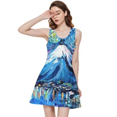 Mount Fuji Art Starry Night Van Gogh Inside Out Racerback Dress by Sarkoni