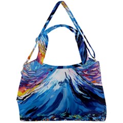 Mount Fuji Art Starry Night Van Gogh Double Compartment Shoulder Bag by Sarkoni