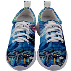 Mount Fuji Art Starry Night Van Gogh Kids Athletic Shoes by Sarkoni