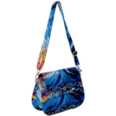 Mount Fuji Art Starry Night Van Gogh Saddle Handbag by Sarkoni