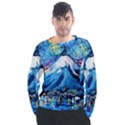 Mount Fuji Art Starry Night Van Gogh Men s Long Sleeve Raglan T-Shirt View1