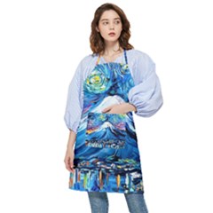 Mount Fuji Art Starry Night Van Gogh Pocket Apron by Sarkoni