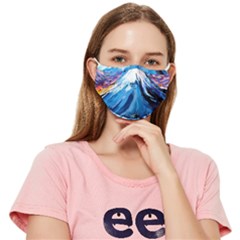 Mount Fuji Art Starry Night Van Gogh Fitted Cloth Face Mask (adult) by Sarkoni