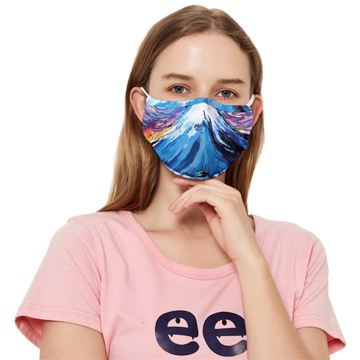 Mount Fuji Art Starry Night Van Gogh Fitted Cloth Face Mask (Adult)