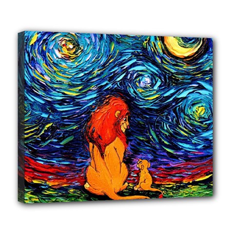 Lion Art Starry Night Van Gogh Deluxe Canvas 24  X 20  (stretched) by Sarkoni