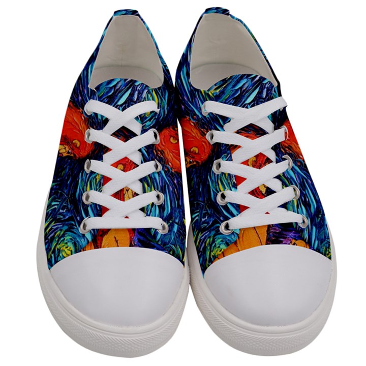 Lion Art Starry Night Van Gogh Women s Low Top Canvas Sneakers