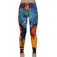 Lion Art Starry Night Van Gogh Lightweight Velour Classic Yoga Leggings by Sarkoni