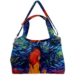 Lion Art Starry Night Van Gogh Double Compartment Shoulder Bag by Sarkoni