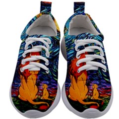 Lion Art Starry Night Van Gogh Kids Athletic Shoes by Sarkoni