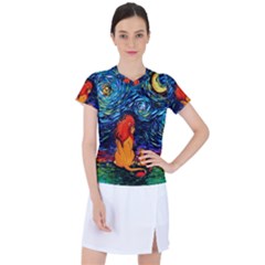 Lion Art Starry Night Van Gogh Women s Sports Top by Sarkoni