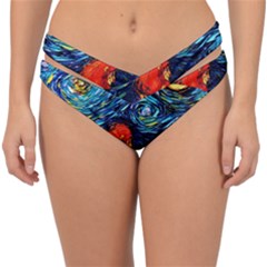 Lion Art Starry Night Van Gogh Double Strap Halter Bikini Bottoms by Sarkoni