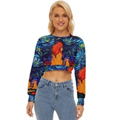 Lion Art Starry Night Van Gogh Lightweight Long Sleeve Sweatshirt by Sarkoni