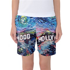 Hollywood Art Starry Night Van Gogh Women s Basketball Shorts by Sarkoni