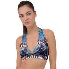 Hollywood Art Starry Night Van Gogh Halter Plunge Bikini Top by Sarkoni