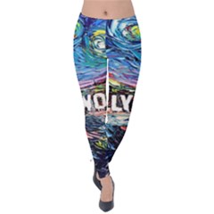 Hollywood Art Starry Night Van Gogh Velvet Leggings by Sarkoni