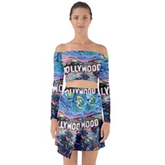 Hollywood Art Starry Night Van Gogh Off Shoulder Top With Skirt Set by Sarkoni