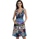 Hollywood Art Starry Night Van Gogh Sleeveless V-Neck Skater Dress with Pockets View1