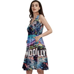 Hollywood Art Starry Night Van Gogh Sleeveless V-neck Skater Dress With Pockets by Sarkoni