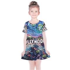 Hollywood Art Starry Night Van Gogh Kids  Simple Cotton Dress by Sarkoni