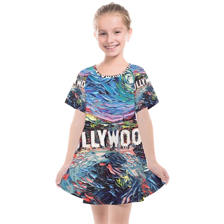 Hollywood Art Starry Night Van Gogh Kids  Smock Dress