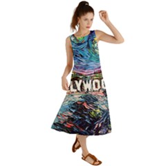 Hollywood Art Starry Night Van Gogh Summer Maxi Dress by Sarkoni