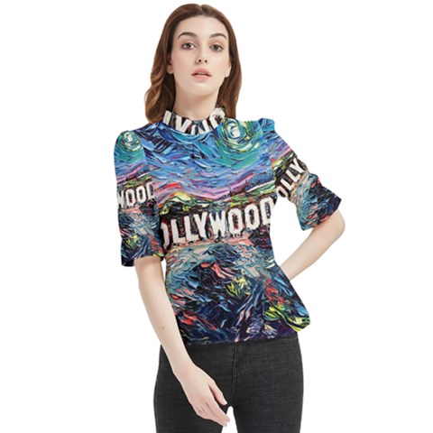 Hollywood Art Starry Night Van Gogh Frill Neck Blouse by Sarkoni