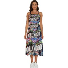 Hollywood Art Starry Night Van Gogh Sleeveless Shoulder Straps Boho Dress by Sarkoni