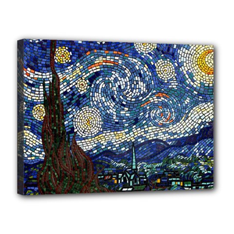 Mosaic Art Vincent Van Gogh s Starry Night Canvas 16  X 12  (stretched) by Sarkoni