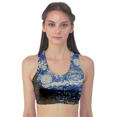 Mosaic Art Vincent Van Gogh s Starry Night Fitness Sports Bra by Sarkoni