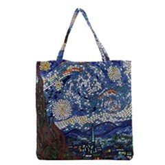 Mosaic Art Vincent Van Gogh s Starry Night Grocery Tote Bag by Sarkoni