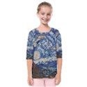 Mosaic Art Vincent Van Gogh s Starry Night Kids  Quarter Sleeve Raglan T-Shirt View1