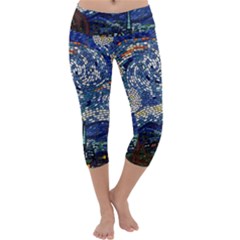 Mosaic Art Vincent Van Gogh s Starry Night Capri Yoga Leggings by Sarkoni