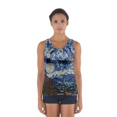 Mosaic Art Vincent Van Gogh s Starry Night Sport Tank Top  by Sarkoni