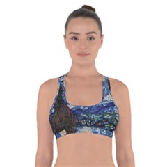 Mosaic Art Vincent Van Gogh s Starry Night Cross Back Sports Bra by Sarkoni