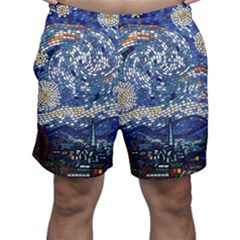 Mosaic Art Vincent Van Gogh s Starry Night Men s Shorts by Sarkoni