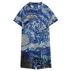 Mosaic Art Vincent Van Gogh s Starry Night Kids  Boyleg Half Suit Swimwear by Sarkoni