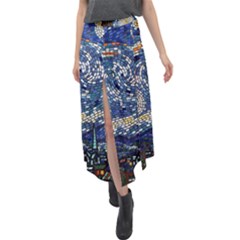 Mosaic Art Vincent Van Gogh s Starry Night Velour Split Maxi Skirt by Sarkoni