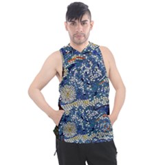 Mosaic Art Vincent Van Gogh s Starry Night Men s Sleeveless Hoodie by Sarkoni