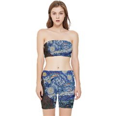 Mosaic Art Vincent Van Gogh s Starry Night Stretch Shorts And Tube Top Set by Sarkoni