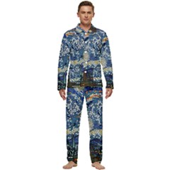 Mosaic Art Vincent Van Gogh s Starry Night Men s Long Sleeve Velvet Pocket Pajamas Set by Sarkoni